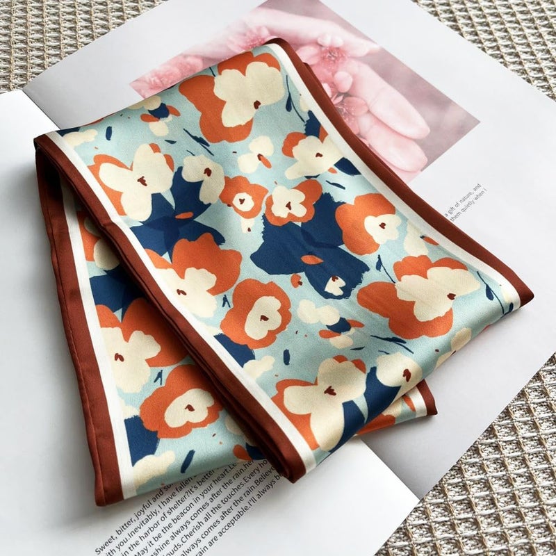 FONYVE Silk Head Scarf for Hair Fashion Headwrap for Women Lightweight Neck Tie - Image 1